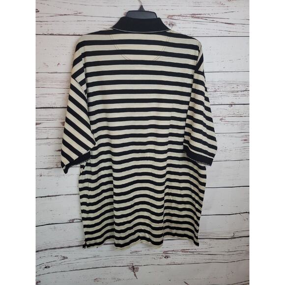 Haley Reserve Black Tan Striped Short Sleeve Preppy Casual Polo Shirt Mens Sz XL - Picture 2 of 11